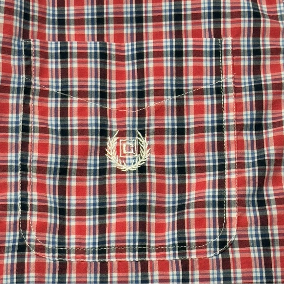 NEW Chaps Red Blue Casual Button Down Plaid Short Sleeve Shirt Size XL Perfect - Picture 11 of 13